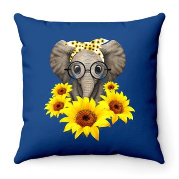 Discover Elephant Sunflower Cute Elephant Love Sunflower Throw Pillow