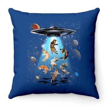 Discover Galaxy Cat Ufo Throw Pillow