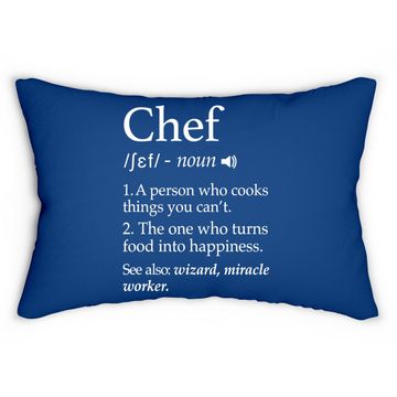 Discover Chef Definition Funny Line Saying Cook Cooking Gifts Chefs Lumbar Pillow