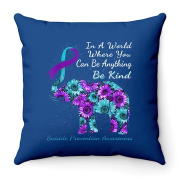 Discover Suicide Prevention Awareness Sunflower Elephant Be Kind Throw Pillow