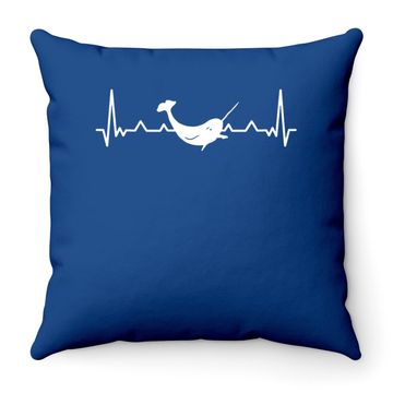 Discover Narwhal Heartbeat Throw Pillow