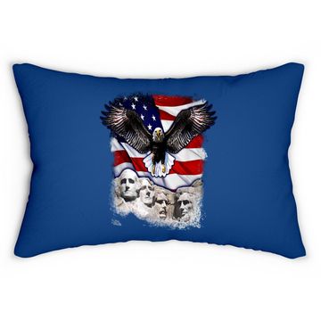 Discover American Bald Eagle Mount Rushmore 'merica Flag Lumbar Pillow