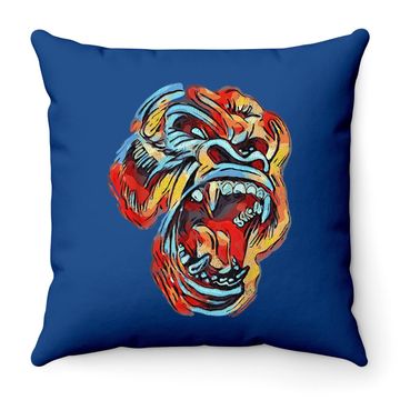 Discover Colorful Silverback Gorilla Image Gorillas Picture Ape Throw Pillow