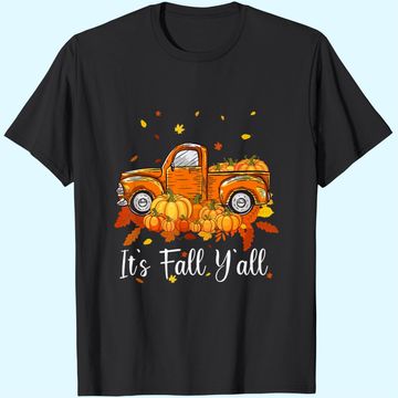 Discover It's Fall Y'all Pumpkin Truck Autumn Tree Hello Fall T Shirt