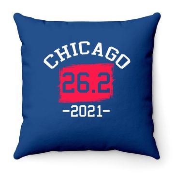 Discover Chicago 26.2 2021 Marathon Running Runners Throw Pillow