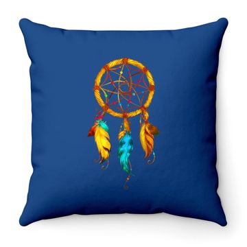 Discover Native American Dreamcatcher Feather Throw Pillow