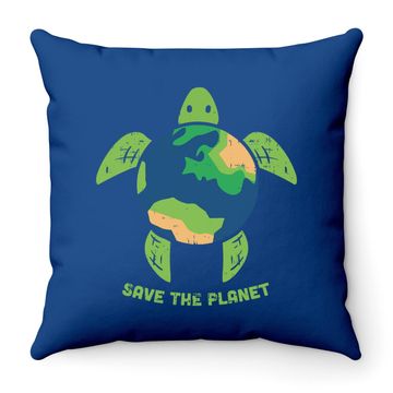 Discover Save The Planet Earth Day Environment Turtle Recycle Ocean Throw Pillow