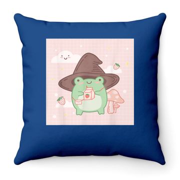 Discover Cotttagecore Frog Wizard Kawaii Aesthetic Throw Pillow