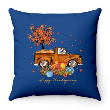 Discover Pumpkins Truck Autumn Leaf Fall  throw Pillow