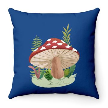 Discover Foraging Wild Mushroom Vintage Retro Fungi Champignon Throw Pillow