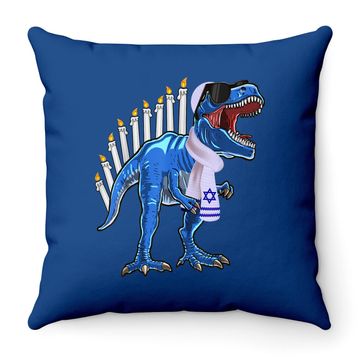 Discover T Rex Dinosaur Hanukkah Throw Pillow