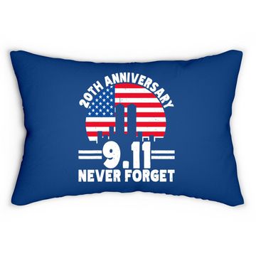 Discover Never Forget 9 11 20th Anniversary Retro Patriot Day 2021 Lumbar Pillow