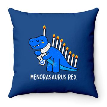 Discover Hanukkah Dinosaur Menorasaurus T Rex Dino Chanukah Boys Gift Throw Pillow