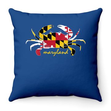 Discover Maryland Crab Cute State Pride Flag Throw Pillow