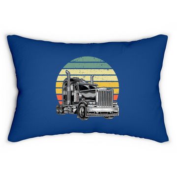 Discover Retro Vintage Trucker Big Rig Semi Trailer Truck Driver Lumbar Pillow