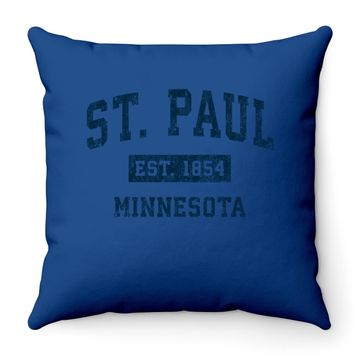 Discover St. Paul Minnesota Mn Vintage Sports Design Navy Print Throw Pillow