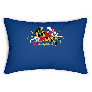 Discover Maryland Crab Cute State Pride Flag Lumbar Pillow