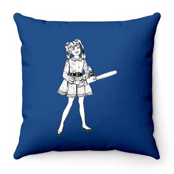 Discover Chainsaw Girl Punk Goth Horror Fan Sinister Rocker Throw Pillow