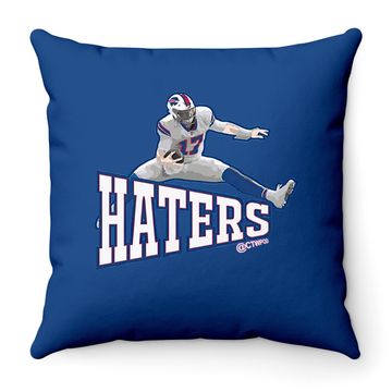 Discover Josh Allen Jumping Over The Haters Throw Pillow