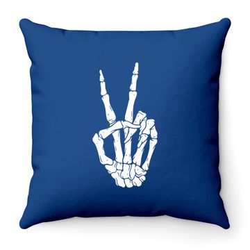Discover Peace Sign Skeleton Hand Throw Pillow
