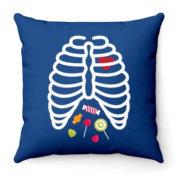 Discover Skeleton Rib Cage Heart Candy Throw Pillow