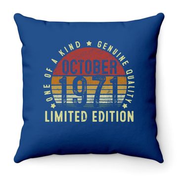 Discover Vintage Classic October 1971 Limited Edition 50th Birthday Throw Pillow