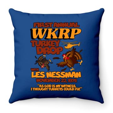 Discover Thanksgiving 1st Annual Wkrp Turkey Drop Throw Pillow