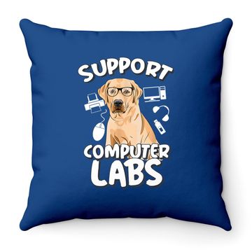 Discover Computer Lab Funny Computer Science Teacher Dog Throw Pillow