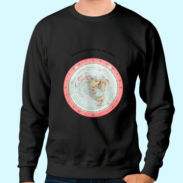 Discover Flat Earth Theory World Map - Funny Conspiracy Theory Sweatshirt Sweatshirt