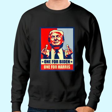 Discover Trump Middle Finger Biden Harris Republican American Flag Sweatshirt