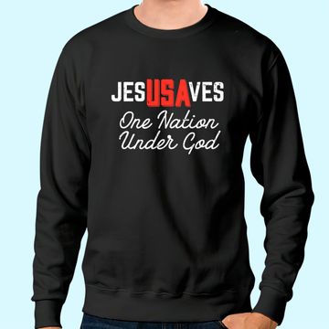Discover Jesus Saves USA One Nation Under God Jesus Christian Gift Sweatshirt