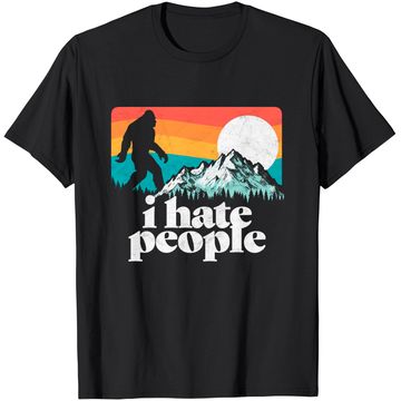 Discover I Hate People! Funny Bigfoot Mountains Retro T-Shirt