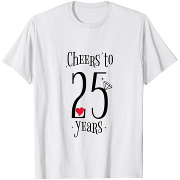 Discover Cheers To 25 Years - 25th Wedding Anniversary T-Shirt