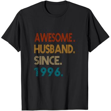 Discover 25th Wedding Anniversary Gift - Awesome Husband Since 1996 T-Shirt