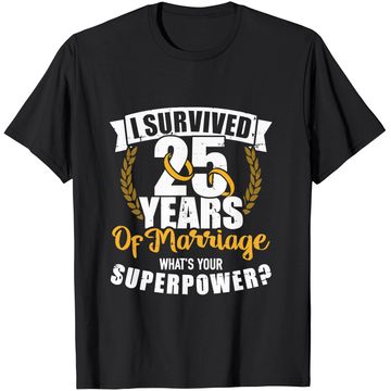 Discover 25 years of marriage superpower 25th wedding anniversary T-Shirt