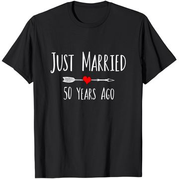 Discover JUST MARRIED 50 YEARS AGO 50th husband wife anniversary gift T-Shirt