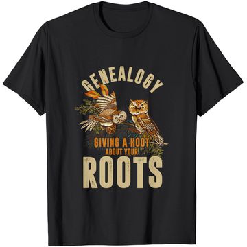 Discover Genealogist Genealogy Owl Lover Roots Ancestry Gift T-Shirt