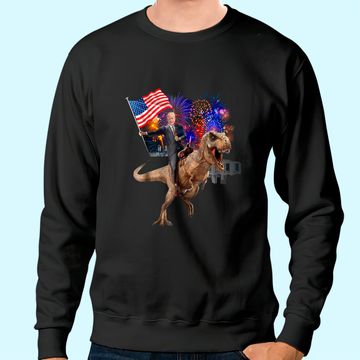 Discover Trump Riding a Dinosaur T-rex Suppor Sweatshirt