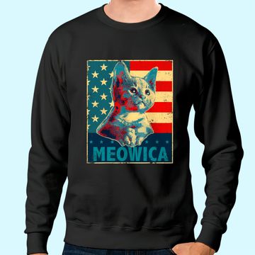 Discover Meowica Cat Patriotic American Flag Sweatshirt