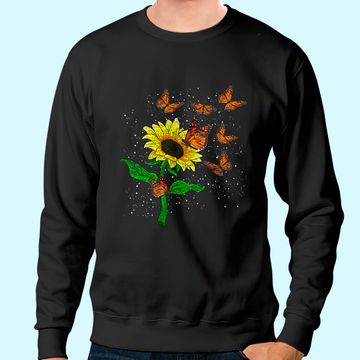 Discover Flower Blossom Butterflies Nature Butterfly Sunflower Sweatshirt