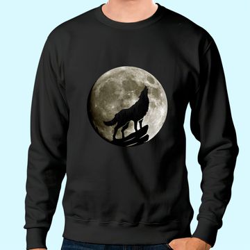 Discover Howling Wolf Midnight Full Moon Wildlife Nature Animal Sweatshirt