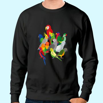 Discover Parrot Flock - Macaw, Cockatoo, African Grey, & Budgie Sweatshirt