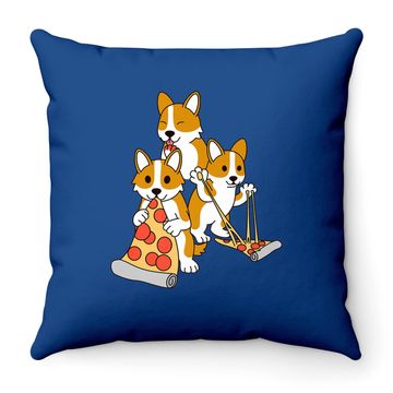 Discover Pizza Corgi Dog Throw Pillow