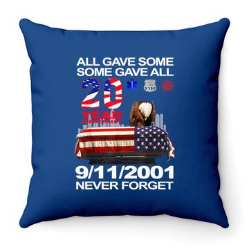 Discover Never Forget 9-11-2001 20th Anniversary Firefighters Throw Pillow