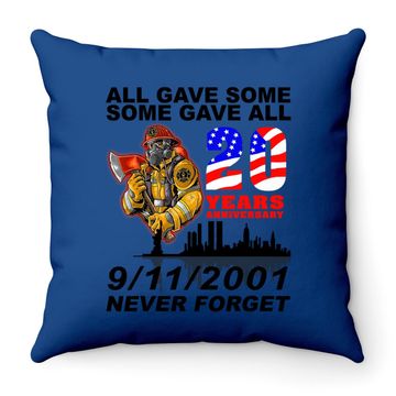 Discover Never Forget 9-11-2001 20th Anniversary Firefighters Throw Pillow