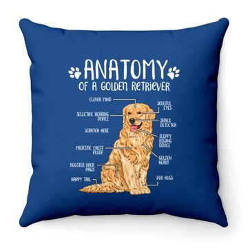 Discover Anatomy Golden Retriever Dog Throw Pillow