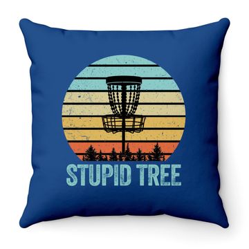 Discover Disc Golf Funny Stupid Tree Retro Throw Pillow