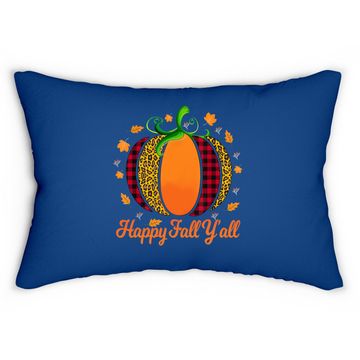 Discover Happy Fall Y'all Pumpkin Leopard Cute Autumn Lumbar Pillow
