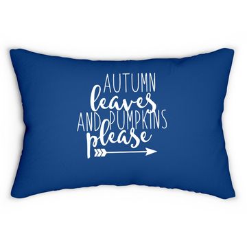 Discover Autumn Leaves And Pumpkins Please Lumbar Pillow