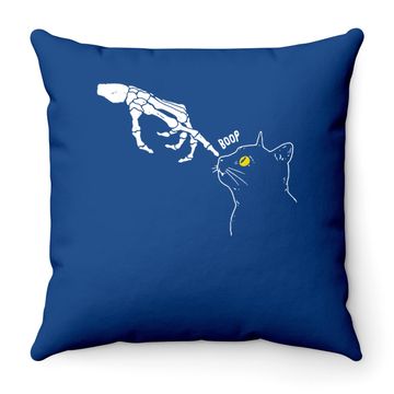 Discover Halloween Cat Black Lover Skeleton Hand Boop Horror Custome Throw Pillow